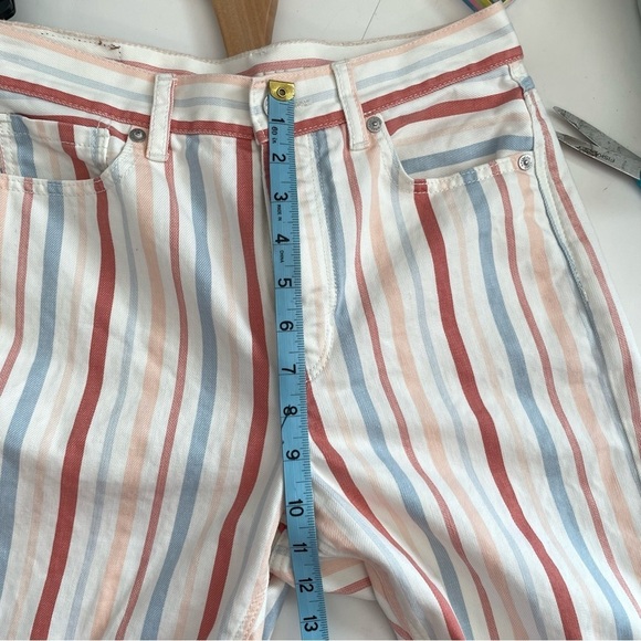 American Eagle High Rise Retro Stripe Mom Jean Pants Size 2 Short - Picture 10 of 11